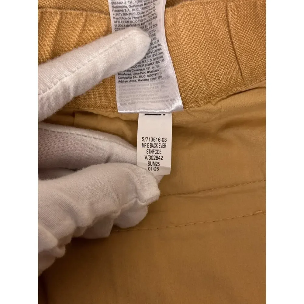 Banana Republic Pants Large Womens Gold Linen Track Stripe Wide Leg Trouser